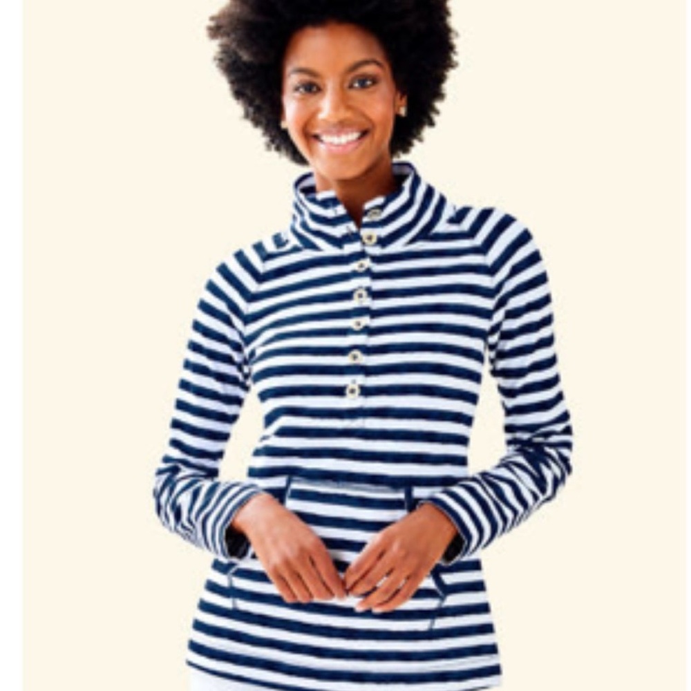 Lilly Pulitzer Navy and White Striped Top